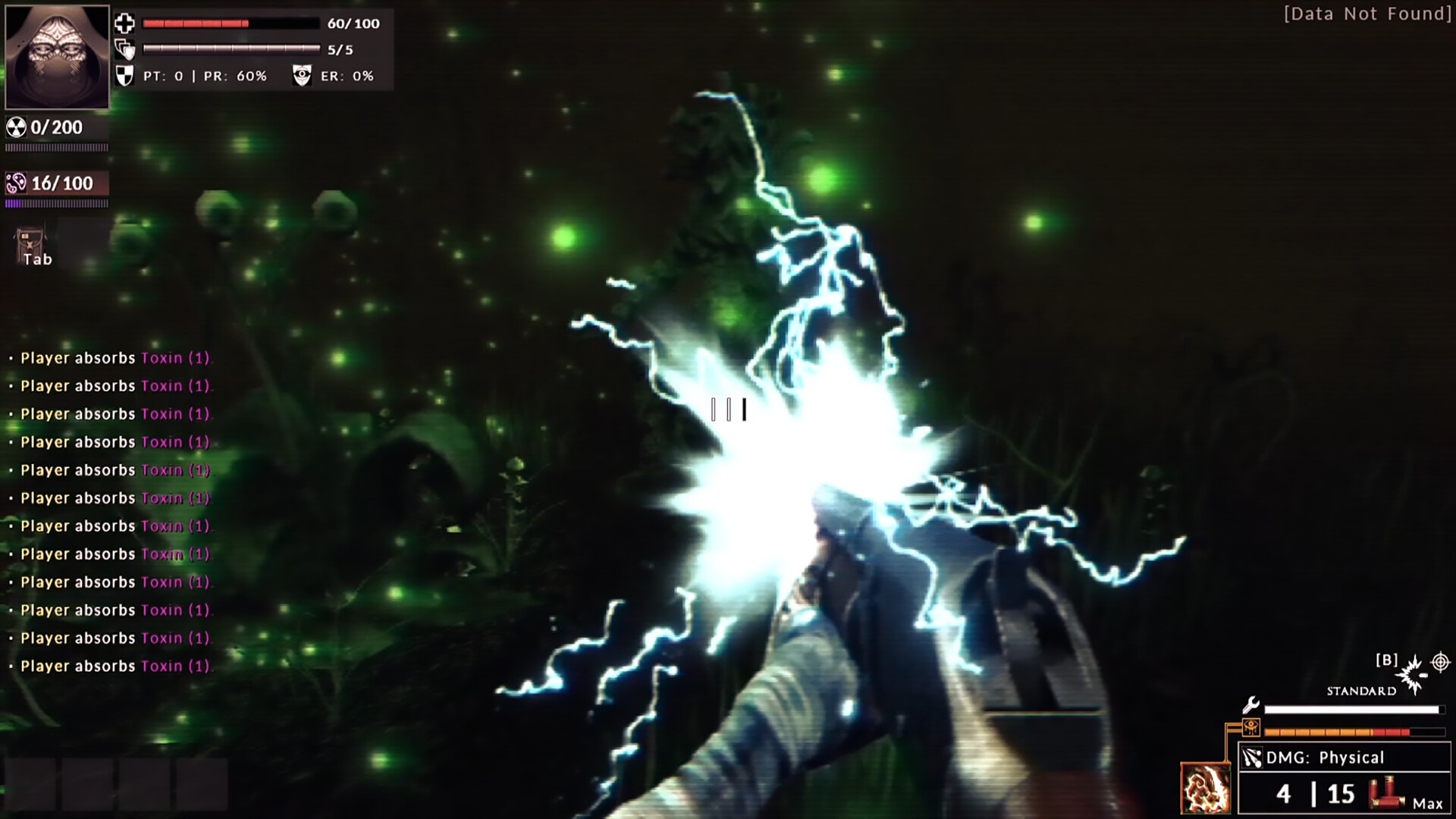 Divine Frequency screenshot: green lightning psionics striking an enemy.